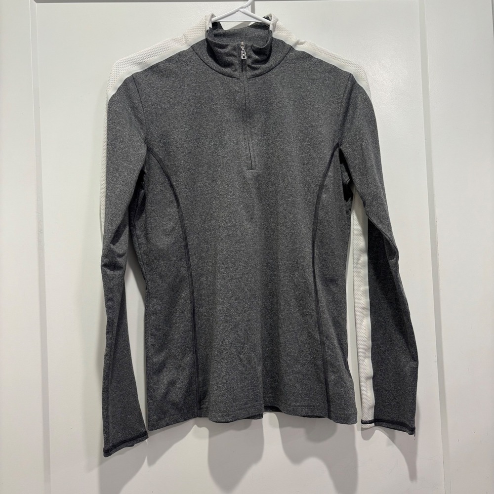 Bogner Womens Grey Quarter Zip Long Sleeve Active Top Star Logo Size M